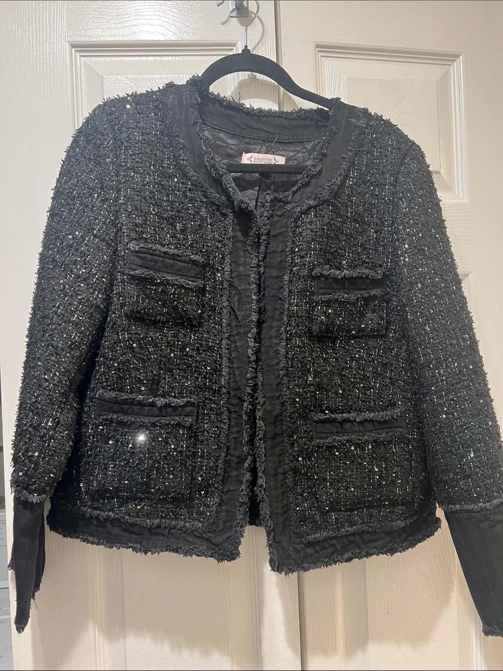 Nanette Lepore Black Tweed Fringe Blazer - Medium